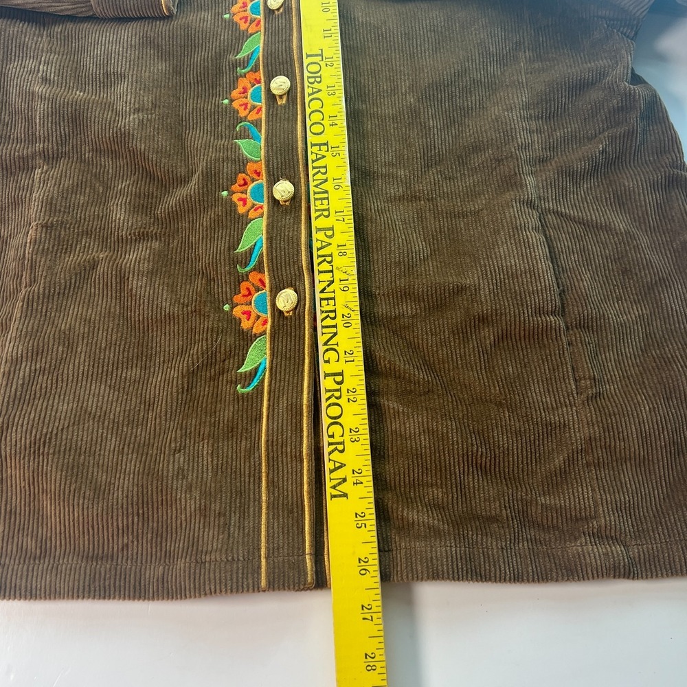 Bob Mackie Women's Shirt Sz XL Large Brown Wearable Art Corduroy Embroidered NWT - Picture 8 of 16